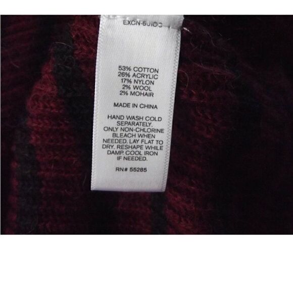 Express vintage Black Burgundy Striped Sweater mohair wool size small - Picture 6 of 9